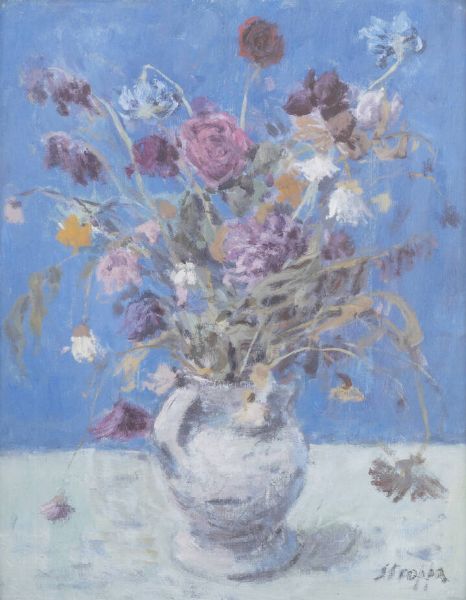 LEONARDO STROPPA Torino 1900 - 1991 : Vaso con fiori  - Asta Asta di Dipinti - Associazione Nazionale - Case d'Asta italiane