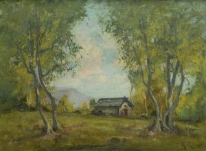 MARIO GACHET Torino 1879 - 1981 - Paesaggio di campagna