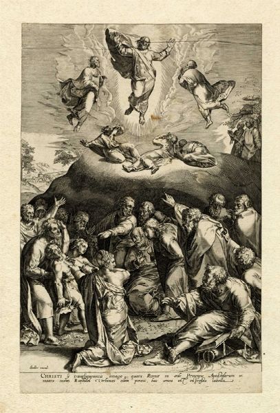 JOHANNES I (JAN) SADELER : Christi se transfigurantis imago... / La trasfigurazione sul Monte Tabor.  - Asta Arte antica, Orientalia e Cartografia | ASTA A TEMPO - PARTE I - Associazione Nazionale - Case d'Asta italiane