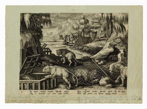 JAN VAN DER STRAET (DETTO STRADANO) : Cinque tavole da Venationes Ferarum, Avium, Piscium. Pugnae Bestiariorum: & mutuae Bestiarum,...  - Asta Arte antica, Orientalia e Cartografia | ASTA A TEMPO - PARTE I - Associazione Nazionale - Case d'Asta italiane