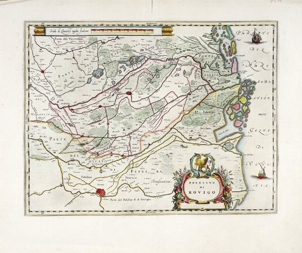 JOHANNES BLAEU : Polesino di Rovigo.  - Asta Arte antica, Orientalia e Cartografia | ASTA A TEMPO - PARTE I - Associazione Nazionale - Case d'Asta italiane