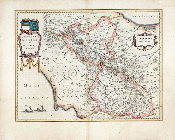 Willem Janszoon Blaeu : Contado di Molise et Principato Ultra.  - Asta Arte antica, Orientalia e Cartografia | ASTA A TEMPO - PARTE I - Associazione Nazionale - Case d'Asta italiane