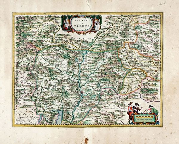 Willem Janszoon Blaeu : Territorio di Trento.  - Asta Arte antica, Orientalia e Cartografia | ASTA A TEMPO - PARTE I - Associazione Nazionale - Case d'Asta italiane