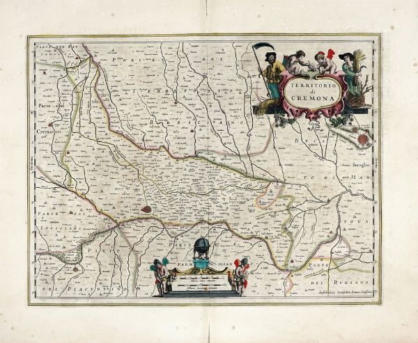 JOHANNES JANSSONIUS : Territorio di Cremona.  - Asta Arte antica, Orientalia e Cartografia | ASTA A TEMPO - PARTE I - Associazione Nazionale - Case d'Asta italiane