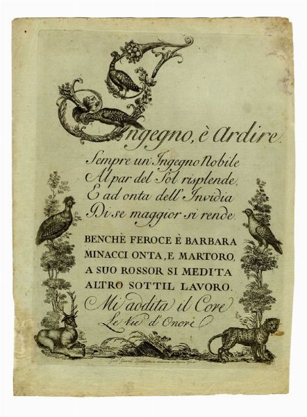 GAETANO GIARR : Ingegno,  ardire (Iniziale I).  - Asta Arte antica, Orientalia e Cartografia | ASTA A TEMPO - PARTE I - Associazione Nazionale - Case d'Asta italiane