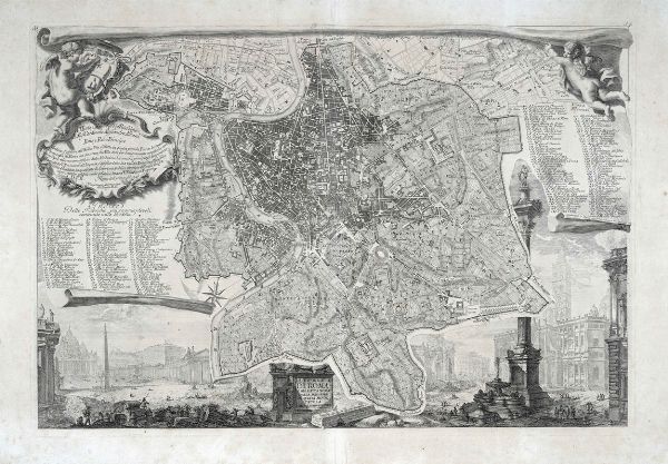 GIOVAN BATTISTA NOLLI : La topografia di Roma di Gio. Batta. Nolli dalla maggiore in questa minor tavola dal medesimo ridotta.  - Asta Arte antica, Orientalia e Cartografia | ASTA A TEMPO - PARTE I - Associazione Nazionale - Case d'Asta italiane