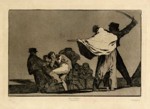 FRANCISCO GOYA Y LUCIENTES : Que guerrero! (Disparate conocido).  - Asta Arte antica, Orientalia e Cartografia | ASTA A TEMPO - PARTE I - Associazione Nazionale - Case d'Asta italiane