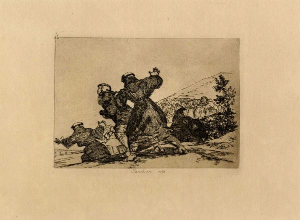 FRANCISCO GOYA Y LUCIENTES : Quattro tavole da Los desastres de la guerra.  - Asta Arte antica, Orientalia e Cartografia | ASTA A TEMPO - PARTE I - Associazione Nazionale - Case d'Asta italiane