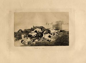 FRANCISCO GOYA Y LUCIENTES : Quattro tavole da Los desastres de la guerra.  - Asta Arte antica, Orientalia e Cartografia | ASTA A TEMPO - PARTE I - Associazione Nazionale - Case d'Asta italiane