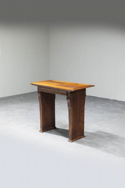 Vittorio Valabrega : Piccola consolle in legno con cassetto.  Prod. Valabrega  anni '60 cm 68 5x80 5x41 5  Piccoli difetti  - Asta Asta di Design - Associazione Nazionale - Case d'Asta italiane