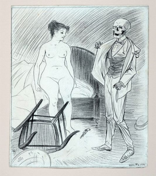 GEORGES [PSEUD. DI GEORGES JOSEPH VAN SLUIJTERS] DE FEURE : La femme et la Mort.  - Asta Arte Moderna e Contemporanea | ASTA A TEMPO - PARTE II  - Associazione Nazionale - Case d'Asta italiane