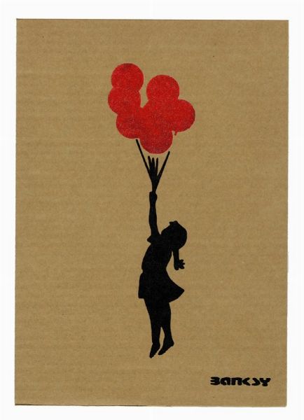 Banksy : Flying Balloons Girl.  - Asta Arte Moderna e Contemporanea | ASTA A TEMPO - PARTE II  - Associazione Nazionale - Case d'Asta italiane