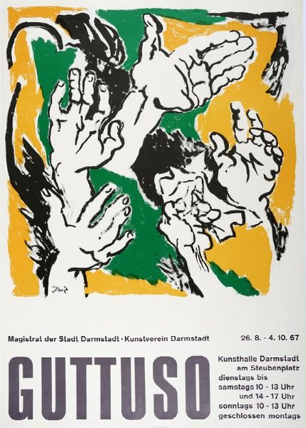 Renato Guttuso : Lotto composto di 1 incisione ed 1 poster.  - Asta Arte Moderna e Contemporanea | ASTA A TEMPO - PARTE II  - Associazione Nazionale - Case d'Asta italiane