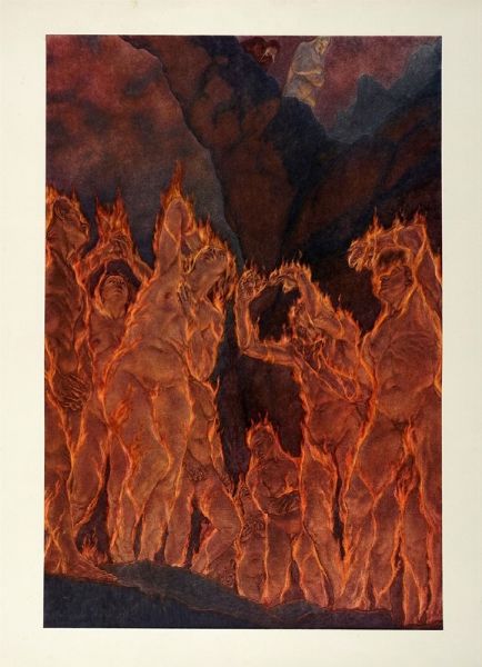 AMOS NATTINI : Lotto composto di 4 illustrazioni per la Divina Commedia (Inferno).  - Asta Arte Moderna e Contemporanea | ASTA A TEMPO - PARTE II  - Associazione Nazionale - Case d'Asta italiane