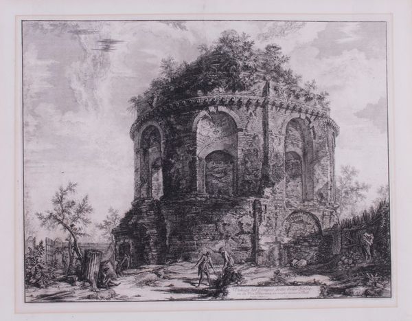 Giovan Battista Piranesi : Veduta del Tempio, detto della Tosse  - Asta PARADE I - STAMPE, DIPINTI, DISEGNI E ARREDI ANTICHI - Associazione Nazionale - Case d'Asta italiane