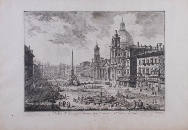 Giovan Battista Piranesi : Veduta di Piazza Navona sopra le rovine del Circo Agonale  - Asta PARADE I - STAMPE, DIPINTI, DISEGNI E ARREDI ANTICHI - Associazione Nazionale - Case d'Asta italiane