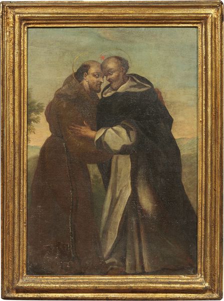 Scuola Italia settentrionale del XVIII secolo : San Domenico e San Francesco (L'Agape fraterna)  - Asta PARADE I - STAMPE, DIPINTI, DISEGNI E ARREDI ANTICHI - Associazione Nazionale - Case d'Asta italiane