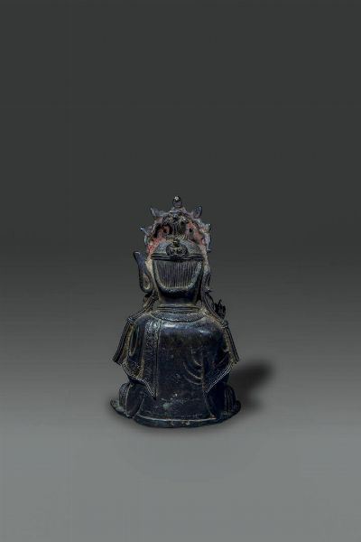 BUDDHA : Buddha in bronzo seduto nella posizione del loto  Cina  dinastia Ming  XVI sec cm 21x13  - Asta Asta di Arte Orientale - Associazione Nazionale - Case d'Asta italiane