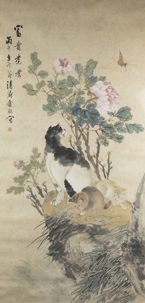 DIPINTO : Dipinto su carta raffiguranti gatti con iscrizioni  Cina  Repubblica  XX sec H cm 145x76  - Asta Asta di Arte Orientale - Associazione Nazionale - Case d'Asta italiane