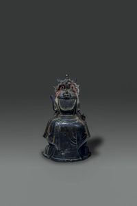 BUDDHA : Buddha in bronzo seduto nella posizione del loto  Cina  dinastia Ming  XVI sec cm 21x13  - Asta Asta di Arte Orientale - Associazione Nazionale - Case d'Asta italiane