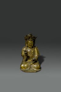 BUDDHA : Buddha in bronzo dorato seduto  - Asta Asta di Arte Orientale - Associazione Nazionale - Case d'Asta italiane