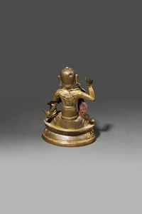 BUDDHA : Buddha in bronzo dorato seduto nella posizione del loto  Cina  dinastia Qing  XVIII sec H cm 18x13  - Asta Asta di Arte Orientale - Associazione Nazionale - Case d'Asta italiane