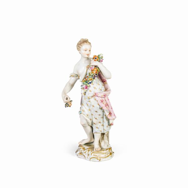 Meissen, figura in porcellana policroma  - Asta Dipinti Antichi, Arredi, Sculture e Oggetti d'Arte - Associazione Nazionale - Case d'Asta italiane