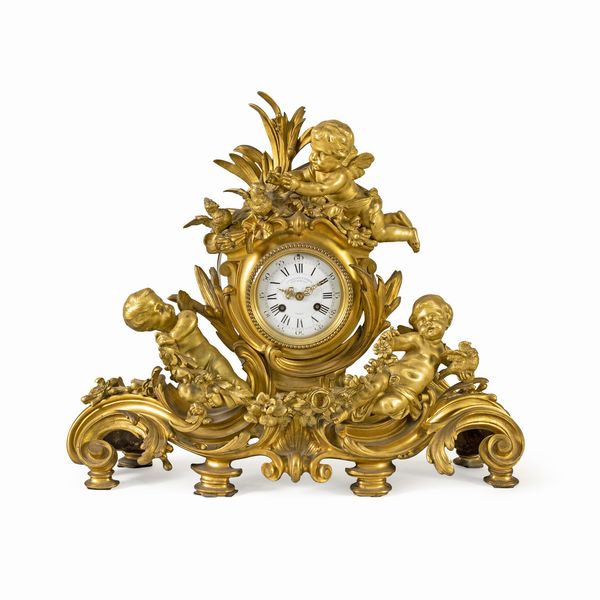 Victor Paillard, orologio da tavolo in bronzo dorato  - Asta Dipinti Antichi, Arredi, Sculture e Oggetti d'Arte - Associazione Nazionale - Case d'Asta italiane