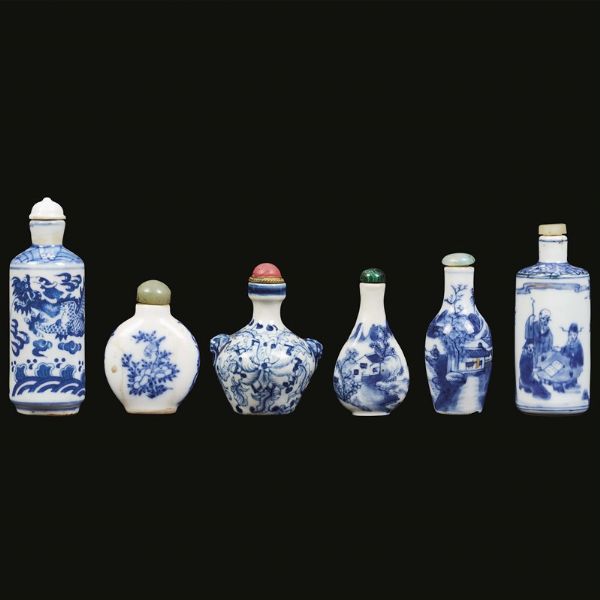 GRUPPO DI SEI SNUFF BOTTLES, CINA, DINASTIA QING, SEC.XIX-XX  - Asta Arte Orientale - Associazione Nazionale - Case d'Asta italiane