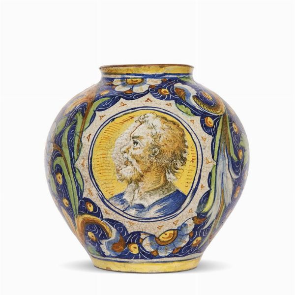 VASO A BOCCIA, VENEZIA, SECONDA MET SECOLO XVI  - Asta CERAMICA. MAIOLICHE E PORCELLANE DAL XVI AL XIX SECOLO - Associazione Nazionale - Case d'Asta italiane