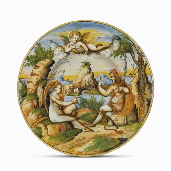 PIATTO, PESARO, PITTORE DI ZENOBIA (ATTR.), 1550-1560 CIRCA  - Asta CERAMICA. MAIOLICHE E PORCELLANE DAL XVI AL XIX SECOLO - Associazione Nazionale - Case d'Asta italiane