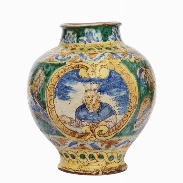 VASO A BOCCIA, BURGIO, SECOLO XVII  - Asta CERAMICA. MAIOLICHE E PORCELLANE DAL XVI AL XIX SECOLO - Associazione Nazionale - Case d'Asta italiane