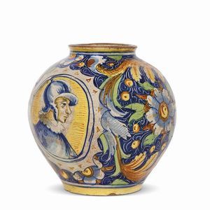 VASO A BOCCIA, VENEZIA, SECONDA MET SECOLO XVI  - Asta CERAMICA. MAIOLICHE E PORCELLANE DAL XVI AL XIX SECOLO - Associazione Nazionale - Case d'Asta italiane