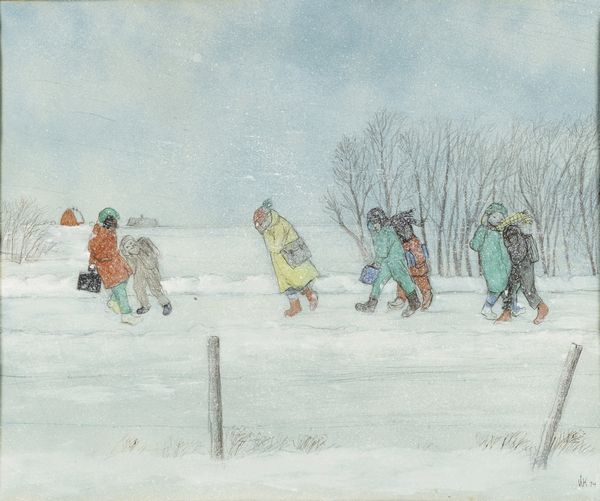 William Kurelek : Prairie school children bucking winter wind  - Asta Arte Moderna e Contemporanea - Associazione Nazionale - Case d'Asta italiane