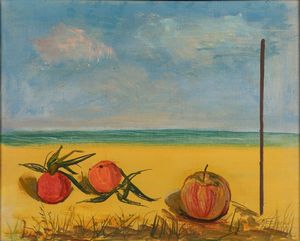 Achille Funi - Natura morta con arance e mela