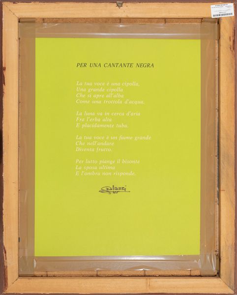 Salvatore Fiume : Per una cantante negra  - Asta Multipli d'Autore - Associazione Nazionale - Case d'Asta italiane