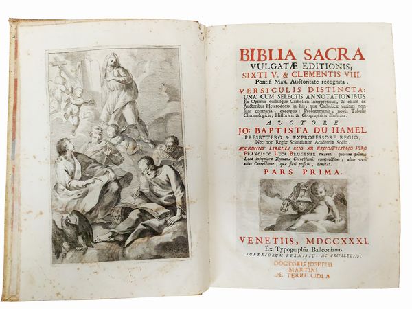 Jean-Baptiste Du Hamel : Biblia Sacra vulgatae editionis...  - Asta Libri Antichi e d'Arte - Associazione Nazionale - Case d'Asta italiane