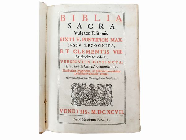 Biblia Sacra vulgatae editionis Sixti V pontificis max...  - Asta Libri Antichi e d'Arte - Associazione Nazionale - Case d'Asta italiane