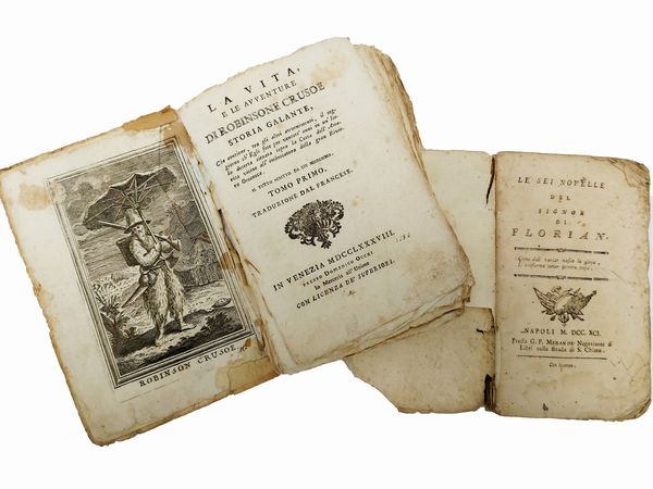 Daniel Defoe : La vita, e le avventure di Robinson Crusoe storia galante  - Asta Libri Antichi e d'Arte - Associazione Nazionale - Case d'Asta italiane