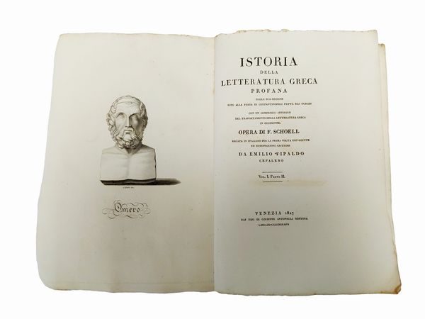 Friedrich Schoell : Istoria della letteratura greca profana dalla sua origine sino alla presa di Costantinopoli  - Asta Libri Antichi e d'Arte - Associazione Nazionale - Case d'Asta italiane