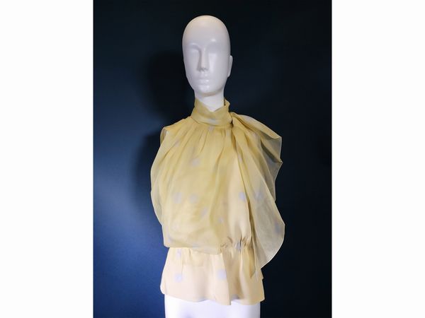 Christian Dior Haute Couture camicia gialla a pois  - Asta Fashion Vintage - Associazione Nazionale - Case d'Asta italiane
