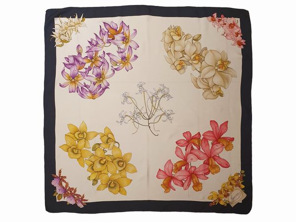 Gucci foulard in seta con orchidee  - Asta Fashion Vintage - Associazione Nazionale - Case d'Asta italiane