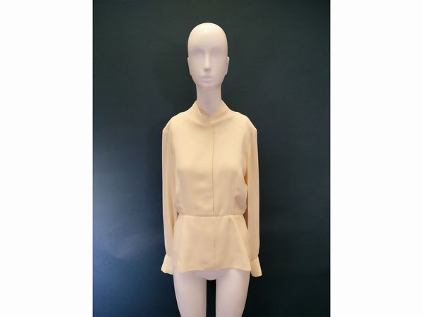 Christian Dior Haute Couture camicia in seta panna  - Asta Fashion Vintage - Associazione Nazionale - Case d'Asta italiane