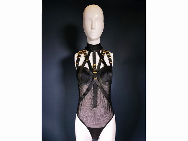 Gianni Versace corsetto in tessuto nero  - Asta Fashion Vintage - Associazione Nazionale - Case d'Asta italiane