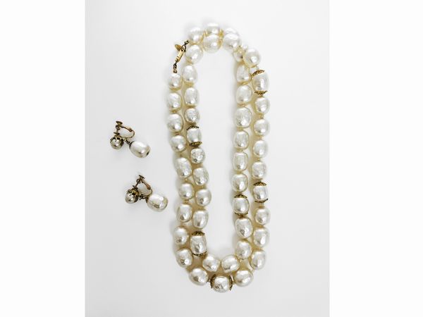 Miriam Haskell collana in perle barocche simulate e metallo dorato  - Asta Fashion Vintage - Associazione Nazionale - Case d'Asta italiane
