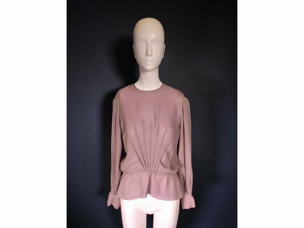 Christian Dior Haute Couture camicia in seta rosa antico  - Asta Fashion Vintage - Associazione Nazionale - Case d'Asta italiane