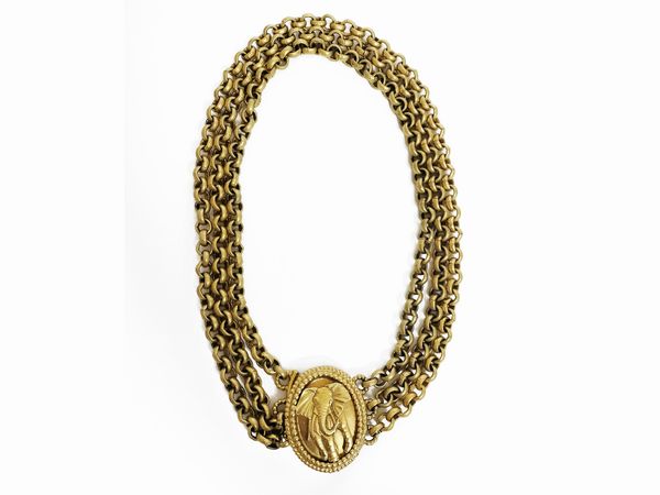 Ferragamo collana in metallo dorato satinato  - Asta Fashion Vintage - Associazione Nazionale - Case d'Asta italiane