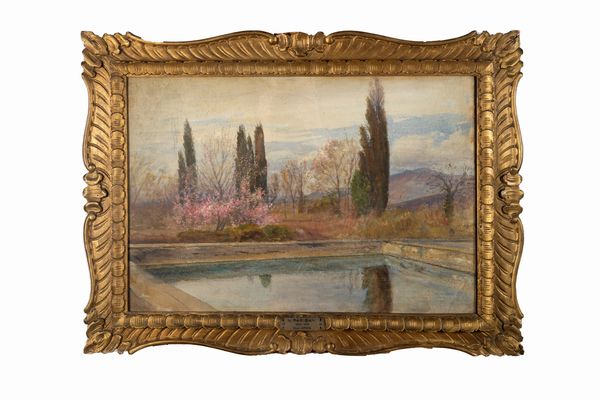 Napoleone Parisani : Tivoli, fontana a Villa Adriana  - Asta Arte Figurativa tra XIX e XX Secolo - Associazione Nazionale - Case d'Asta italiane