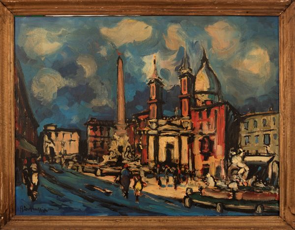 Achille Sdruscia : Roma, Piazza Navona  - Asta Arte Figurativa tra XIX e XX Secolo - Associazione Nazionale - Case d'Asta italiane