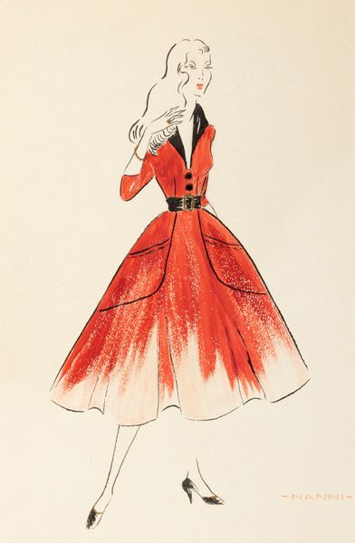 Nino Nanni : Ragazza con vestito rosso  - Asta Arte Figurativa tra XIX e XX Secolo - Associazione Nazionale - Case d'Asta italiane